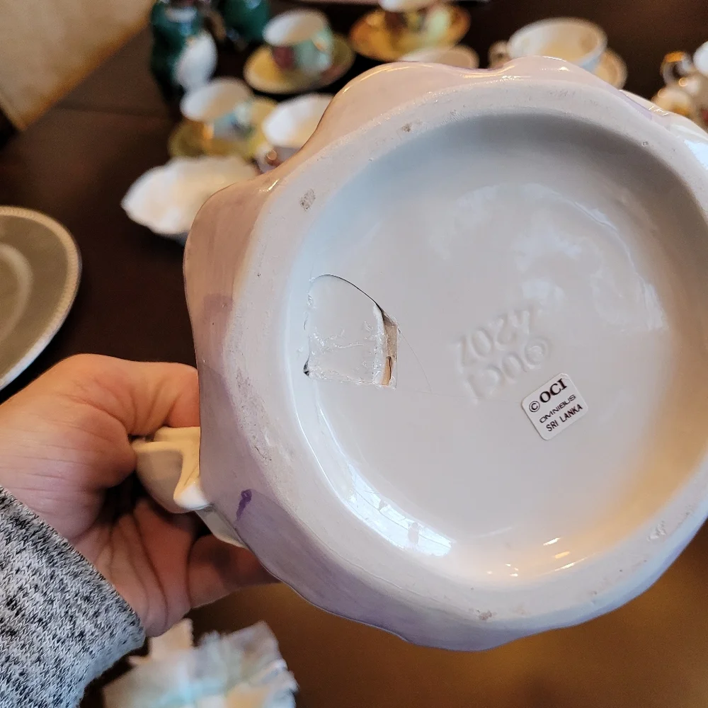 Fitz and Floyd Bunny Hollow Tea Pot With Lid Rabbits Garden Hand-Painted